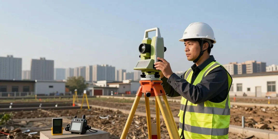 Surveyors conducting land surveys as we all surveys with modern equipment in London skyline.