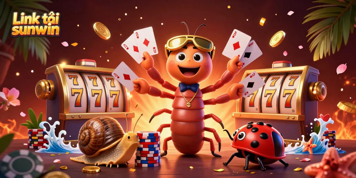 Engage with Link tải sunwin through a vibrant 3D casino illustration showcasing unique characters and dynamic game elements.