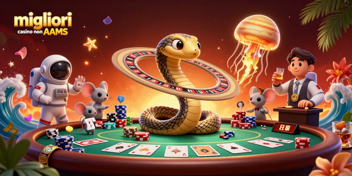 Scopri i migliori casino non AAMS mentre astronauti scommettono attorno a un pianeta roulette.