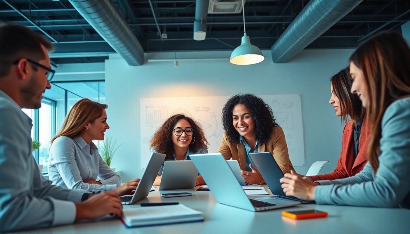 Team working at a digital marketing agency Australia, showcasing collaboration and innovation.