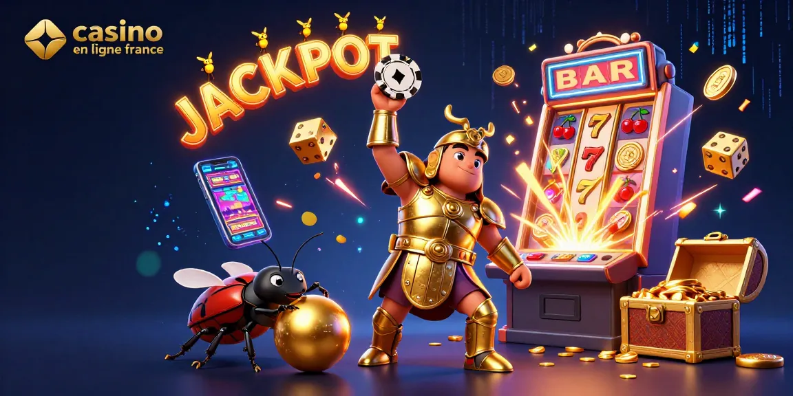 Le casino en ligne en France célèbre un jackpot avec des personnages caricaturaux et des éléments de jeu variés.