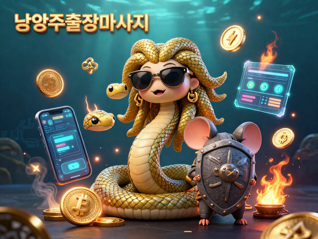 Engage in the exciting world of 남양주출장마사지 with our vibrant 3D illustration featuring friendly Medusa and warrior mouse.