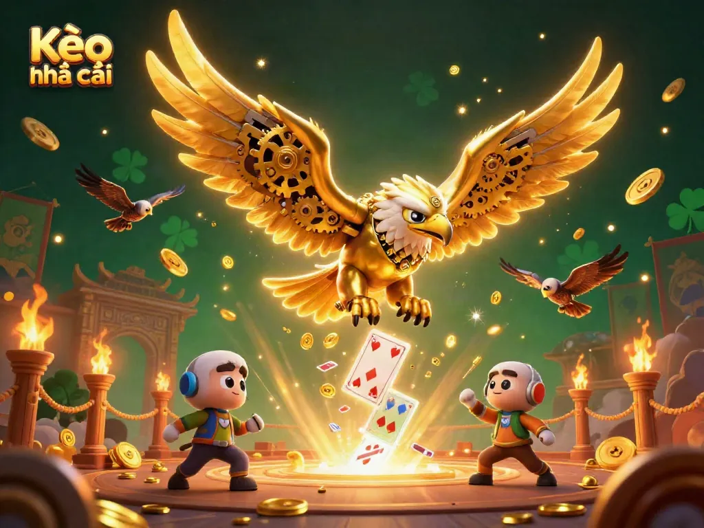 Experience thrilling Kèo nhà cái action with a 3D cybernetic eagle and holographic cards.