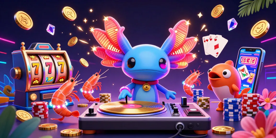 Experience thrilling fun with RED88 as the axolotl DJ spins vibrant casino games featuring lively characters and exciting symbols.