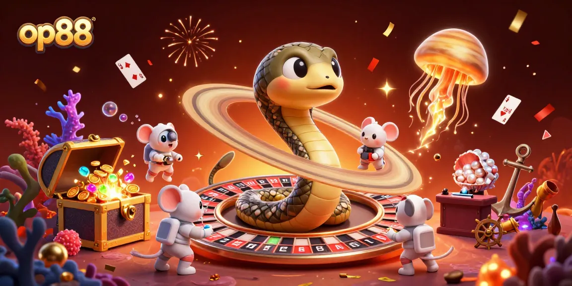 Experience thrilling gameplay at op88 with colorful casino elements and vibrant cosmic characters.