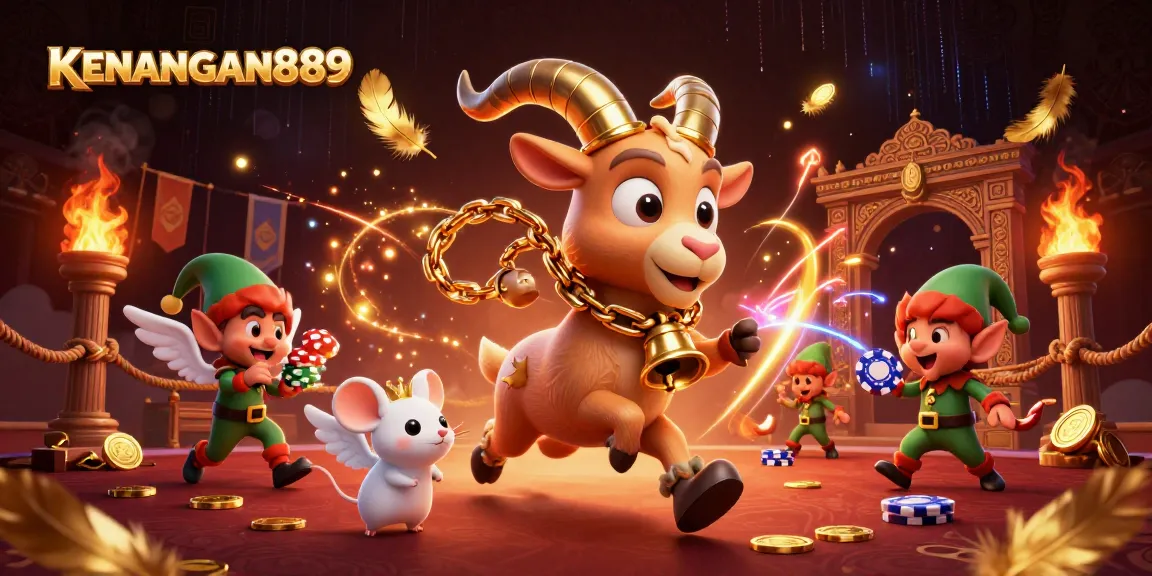 Experience thrilling gaming action at KENANGAN889 with lively characters and vibrant casino elements.