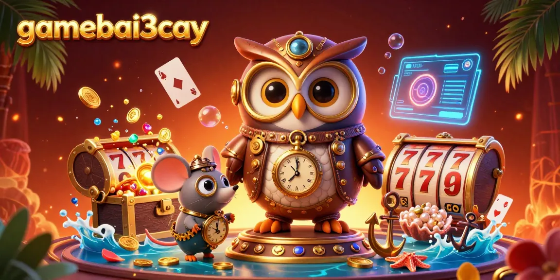 Experience thrilling gameplay with gamebai3cay's vibrant casino scene packed with slots, cards, and treasures.
