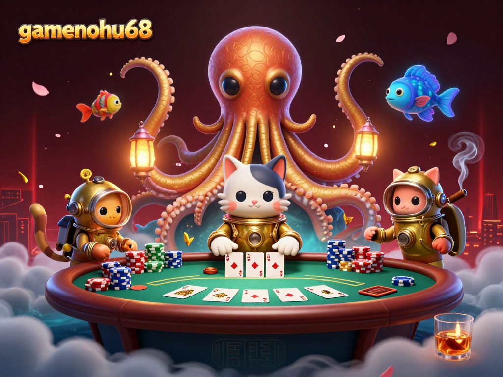 Engage with gamenohu68's thrilling poker scene featuring mythical characters and rich casino elements.