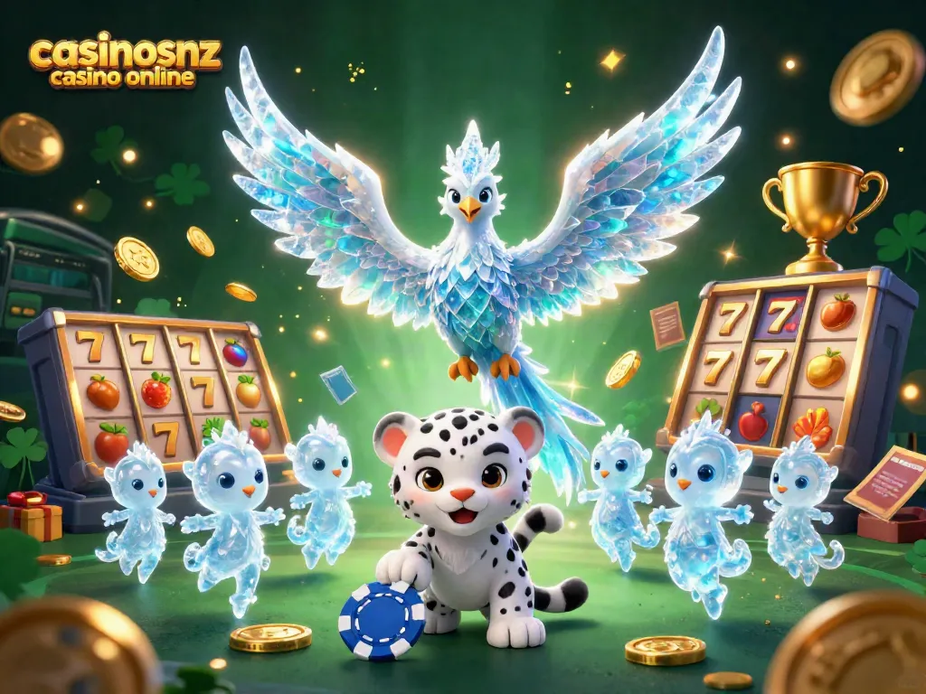 Experience the exciting world of casinosnz casino online with a vibrant 3D illustration of dynamic gameplay.