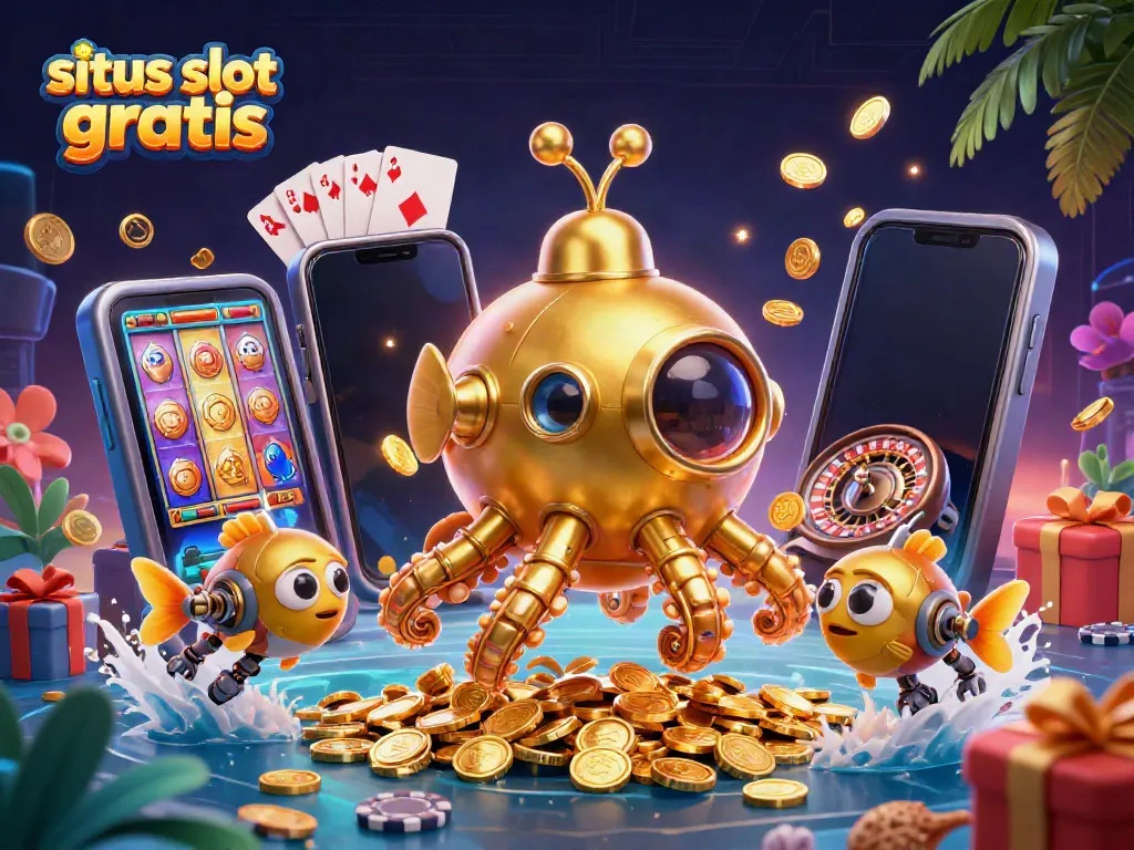 Engage with situs slot gratis through an exciting 3D slot-themed underwater adventure illustration.