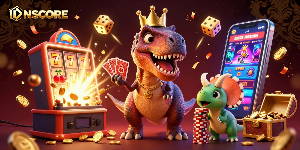 Experience the excitement of IDNSCORE with our dynamic casino scene featuring fun characters and a jackpot!