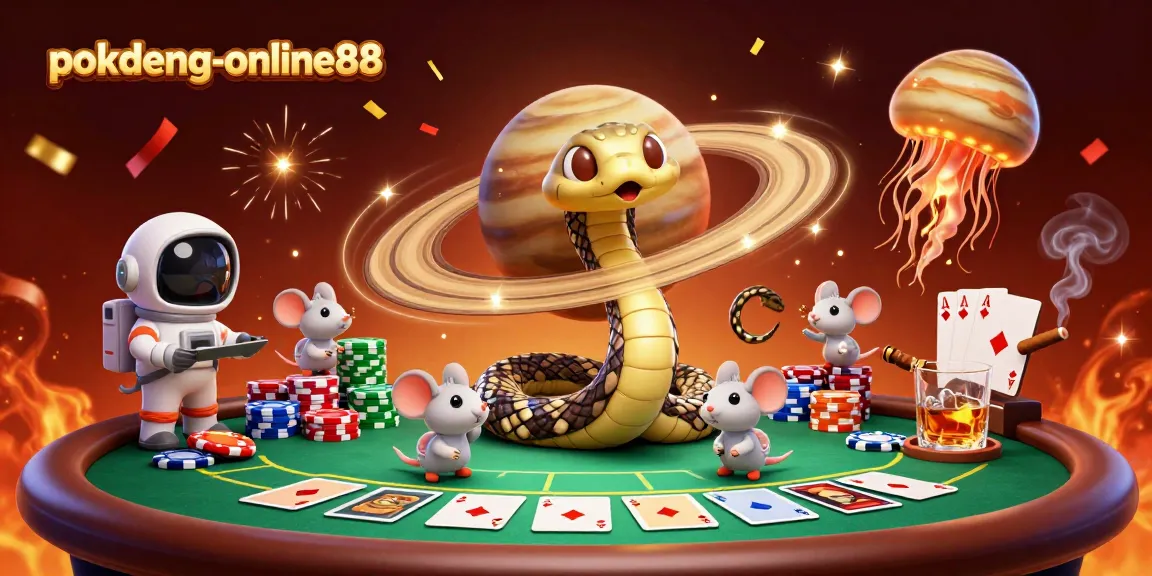 Experience the excitement of pokdeng-online88 with cosmic characters and vibrant casino elements.