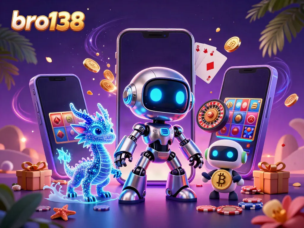 Experience thrilling spins at bro138 with vibrant 3D characters, slots, and exciting casino elements.
