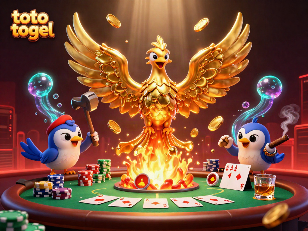 Menangkan toto togel dan lihat phoenix emas terbang di kasino penuh warna.