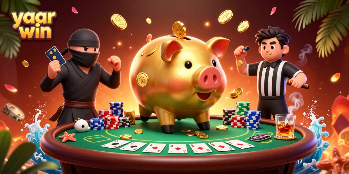 Join the fun with yaar win as a golden piggy bank sumo wrestler shakes coins from above!