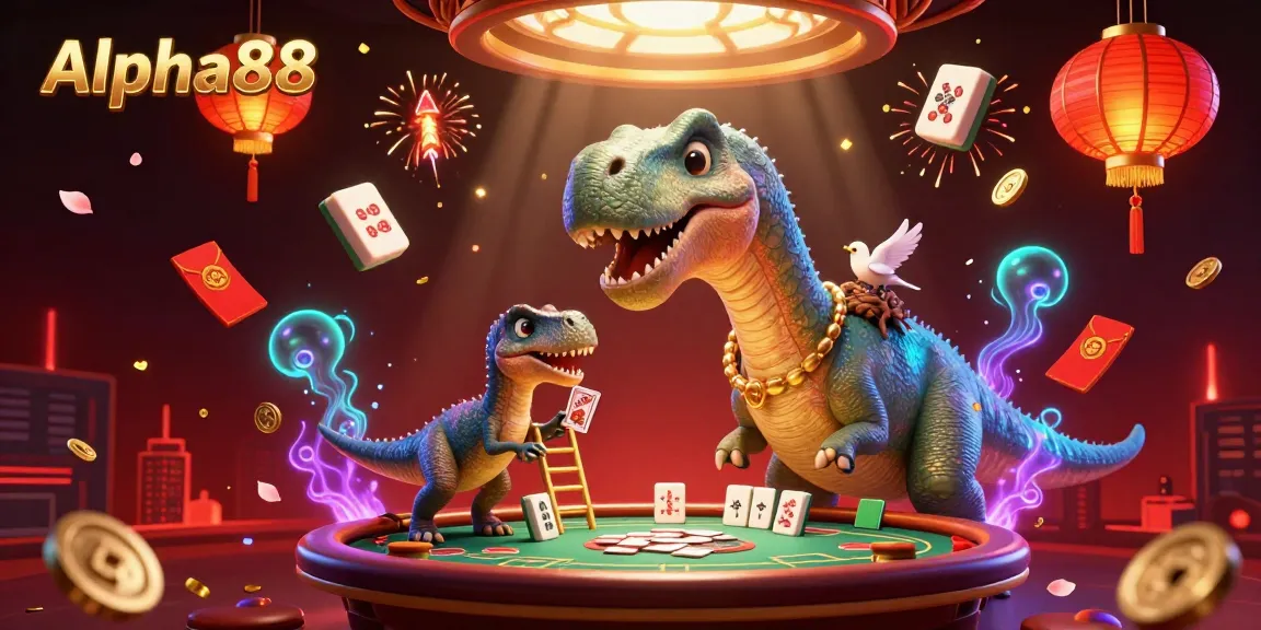 Engage in Alpha88's vibrant casino scene featuring exciting elements like jade coins and firework rockets.
