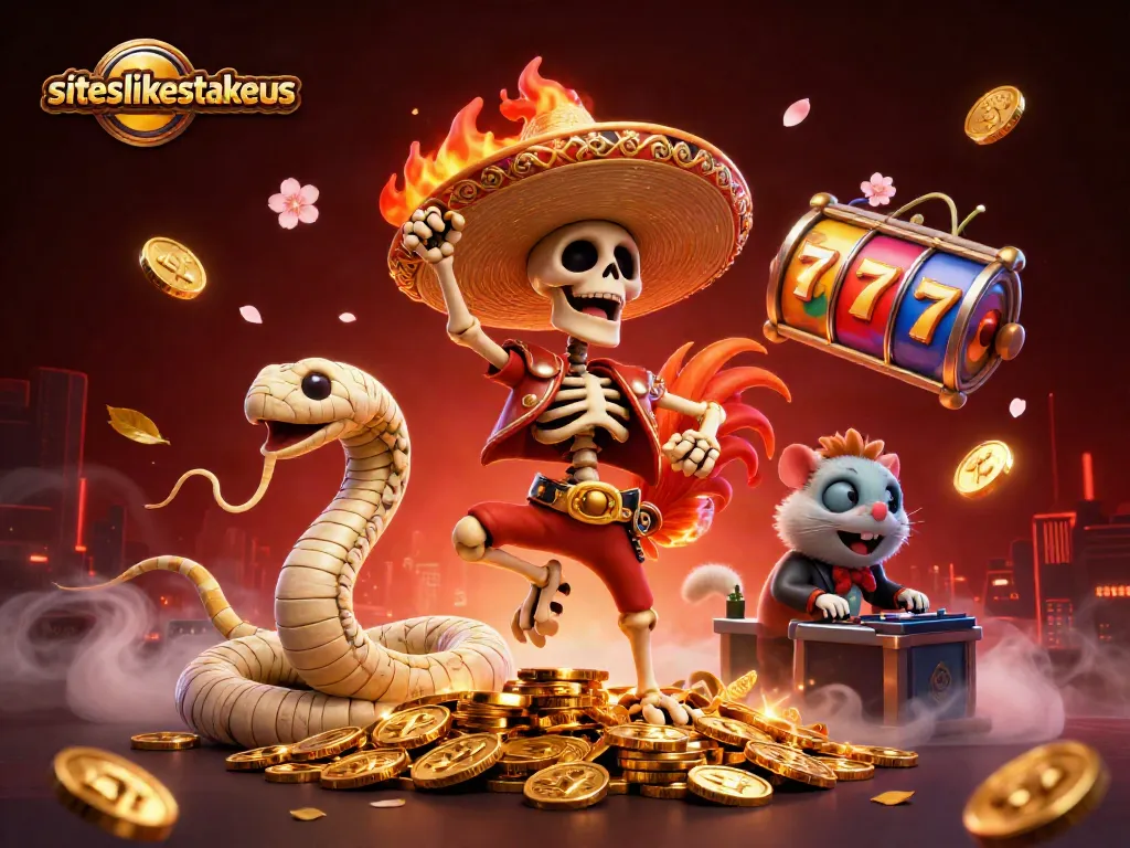 Experience action and excitement at siteslikestakeus with our 3D casino characters celebrating wins.