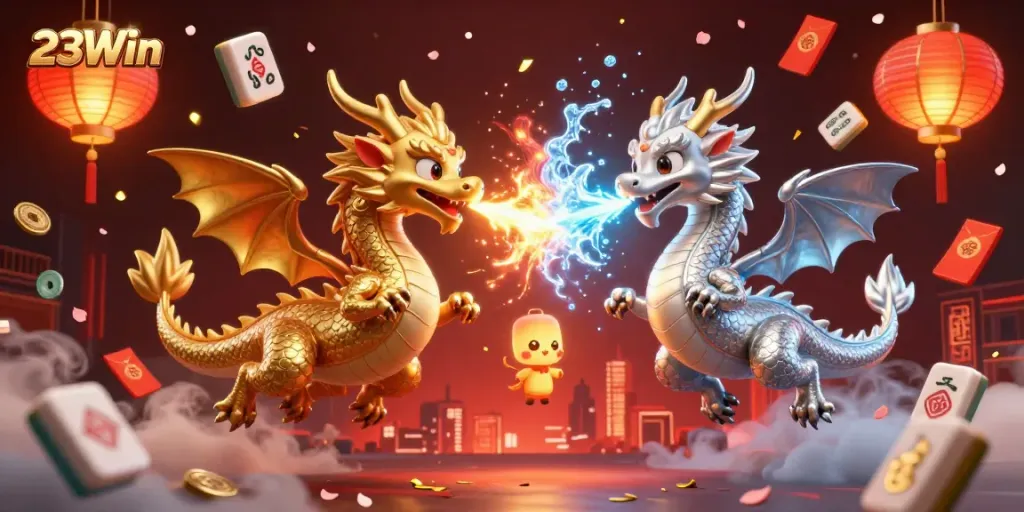 Experience winning at 23Win with dynamic gameplay featuring golden dragons and vibrant casino elements.
