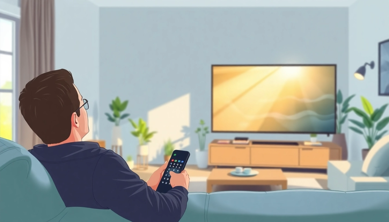 Enjoying IPTV Free Trial No card in a cozy living room setting with modern decor.