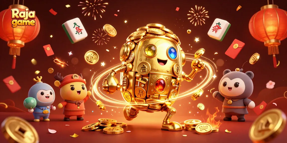 Experience thrilling gaming action with Raja game featuring dynamic golden golem and festive symbols.