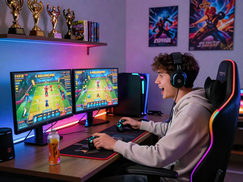 Player enjoying Slot MAHJONGJP88 in a stylish gaming setup with vibrant graphics and immersive environments.