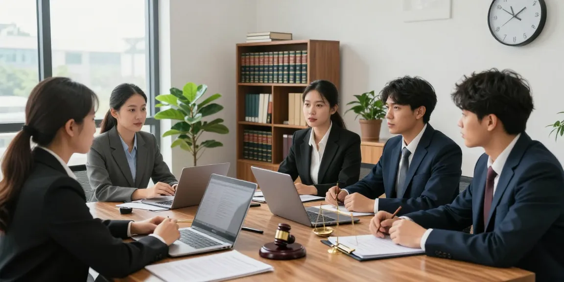 Professional lawyers collaborating in the office, seeking advice on yahoo for effective legal strategies.