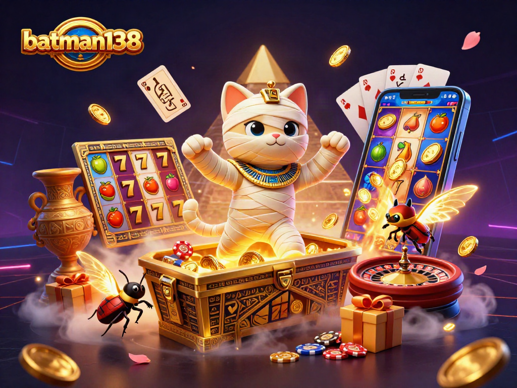 Experience the thrill of batman138 slots with a vibrant Egyptian-themed casino scene.