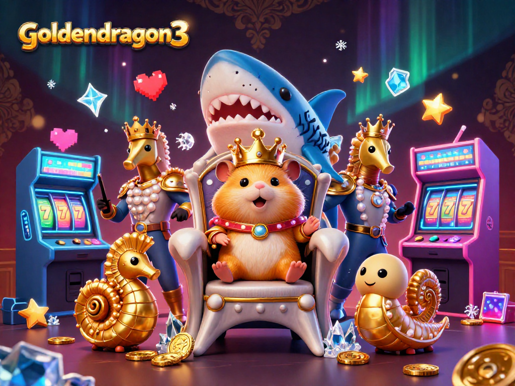 Experience exciting gameplay at goldendragon3 with the golden hamster king and vibrant casino-themed elements.