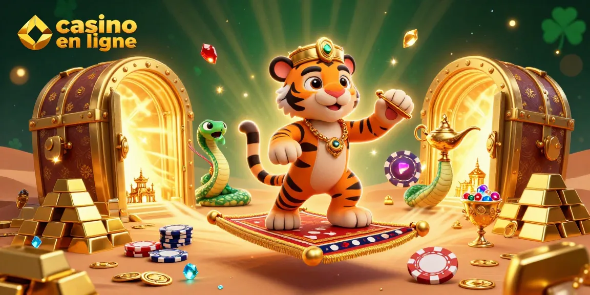 Jouez à casino en ligne avec des personnages colorés et de nombreux éléments de jeu dans une scène dynamique.