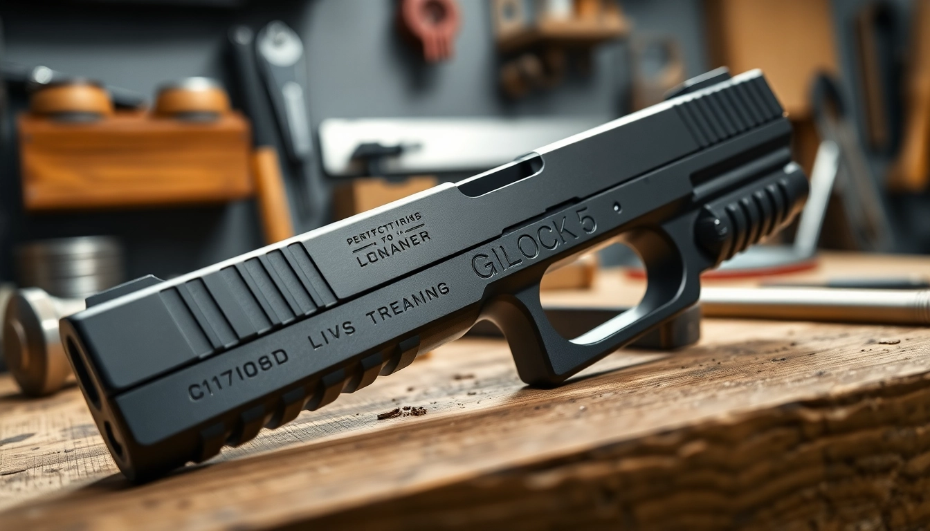 Examine the Glock 17 Gen 5 slide showcasing its precision craftsmanship and design features.