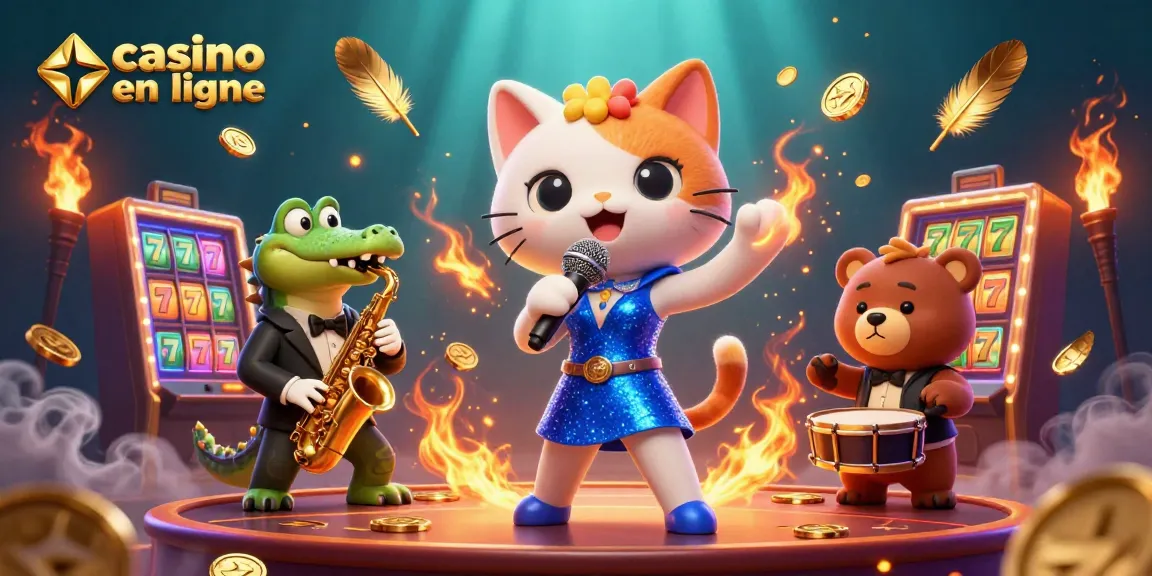 Découvrez les offres attrayantes de casino en ligne avec des machines à sous, un chat jazzy et ambiance festive.