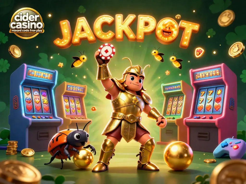 Experience the thrill with cider casino reward code free play, featuring lively characters in a dynamic casino scene!