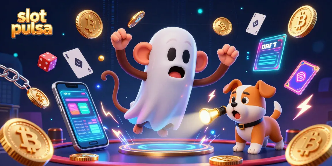 Engage with slot pulsa offers as a ghost-hunter puppy tracks a mischievous poltergeist monkey in a casino.