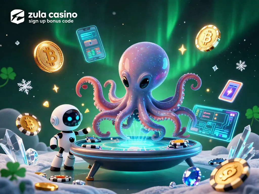 Play casino games with Zula Casino sign up bonus code, featuring vibrant alien and robo companions.
