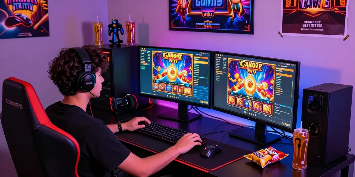 Engaging slot gacor 777 gaming scene showcasing colorful game graphics and gaming peripherals in an immersive environment.