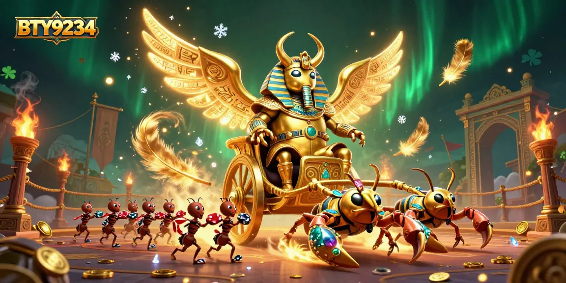 Engage with BTY9234's thrilling casino scene featuring golden beetles and scorpions.