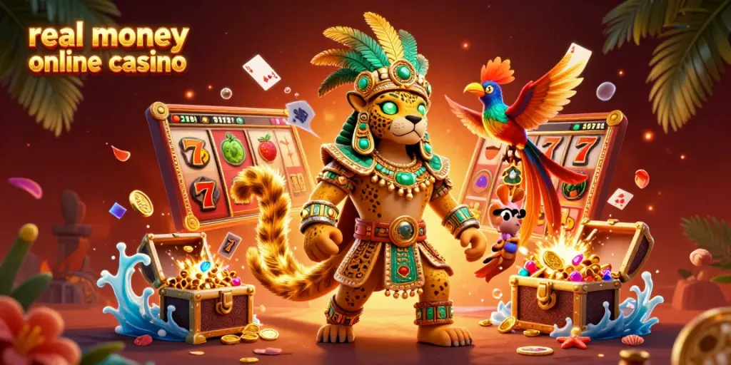 Experience thrilling action at a real money online casino with vibrant Mayan-themed characters.