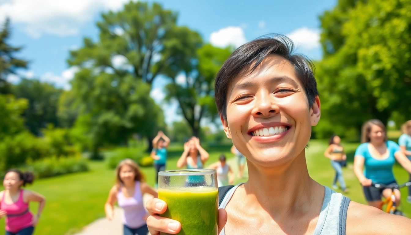 Embrace a Healthy Life with joyful people engaging in outdoor activities and nutritious choices.