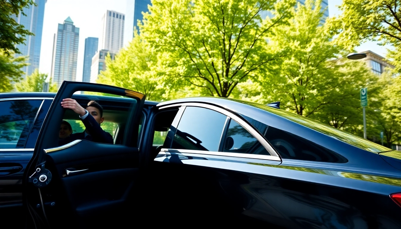 Delivering a premium vancouver car service with a professional chauffeur outside a luxurious black car.
