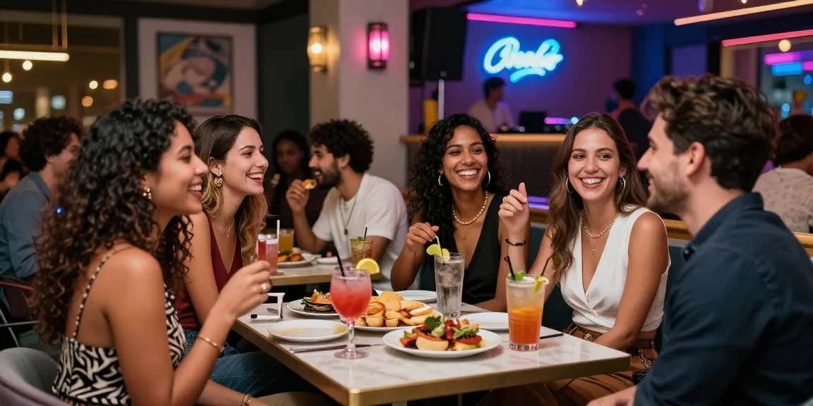 Exciting night out at a trendy 오피사이트 lounge with friends enjoying cocktails and a vibrant atmosphere.