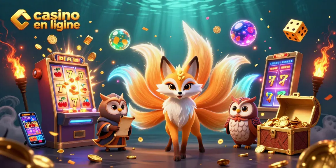 Vivez l'excitation du casino en ligne avec un renard à neuf queues et des éléments de jeu éclatants.