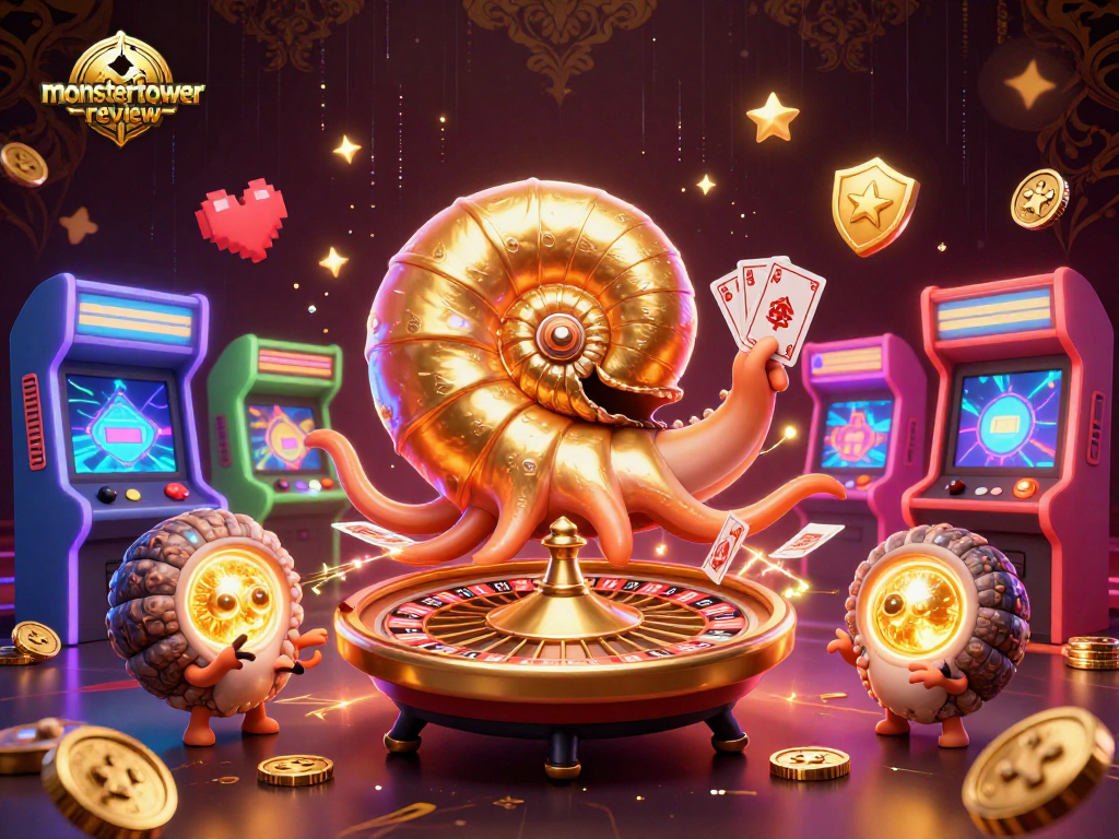 Engage with monstertowerreview as players strategize in a magical casino setting filled with glowing games.