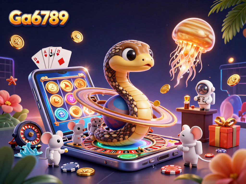 Experience thrilling gameplay with Ga6789, featuring playful astronaut mice betting on Saturn's roulette rings.