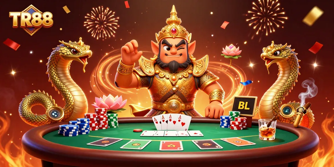 Engage in a thrilling TR88 poker scene filled with vibrant characters and dynamic casino elements.