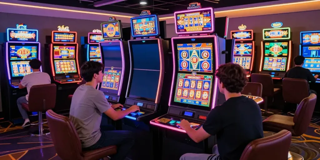 Dynamic online gaming scene with players enjoying exciting slot games.