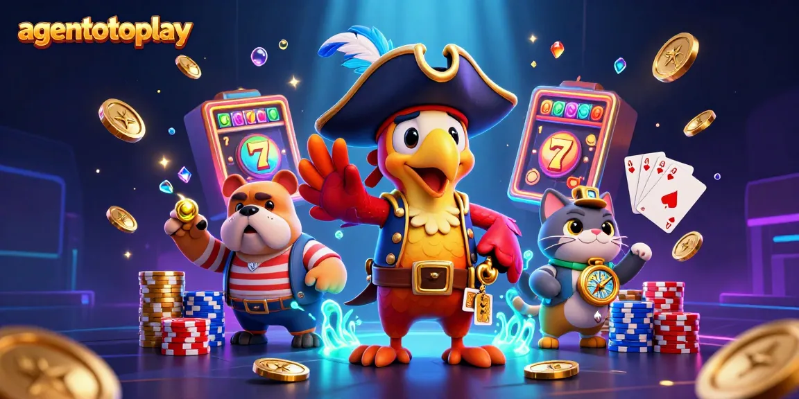 Menangkan jackpot dengan agentotoplay dalam ilustrasi kasino yang penuh gaya dan detail.
