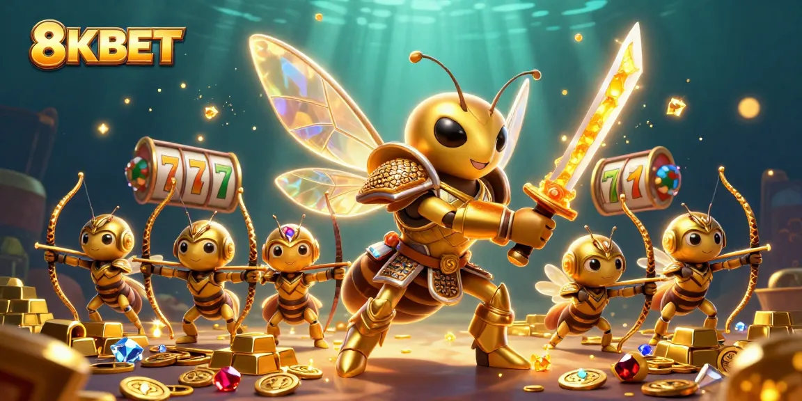 Experience the thrill of 8KBET with dynamic slot reels and vibrant casino elements.