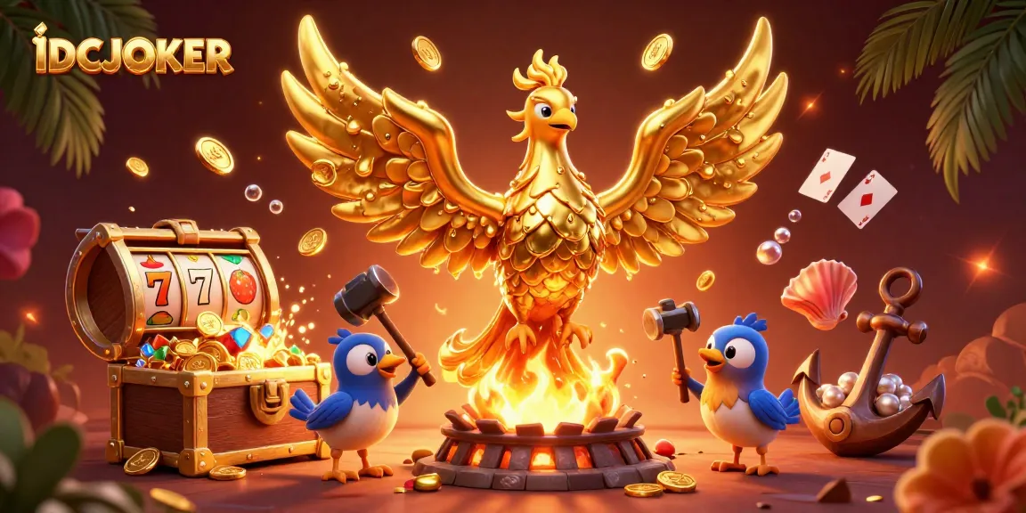 IDCJOKER offers an exciting gaming experience with gold and rich casino elements in a vibrant 3D illustration.