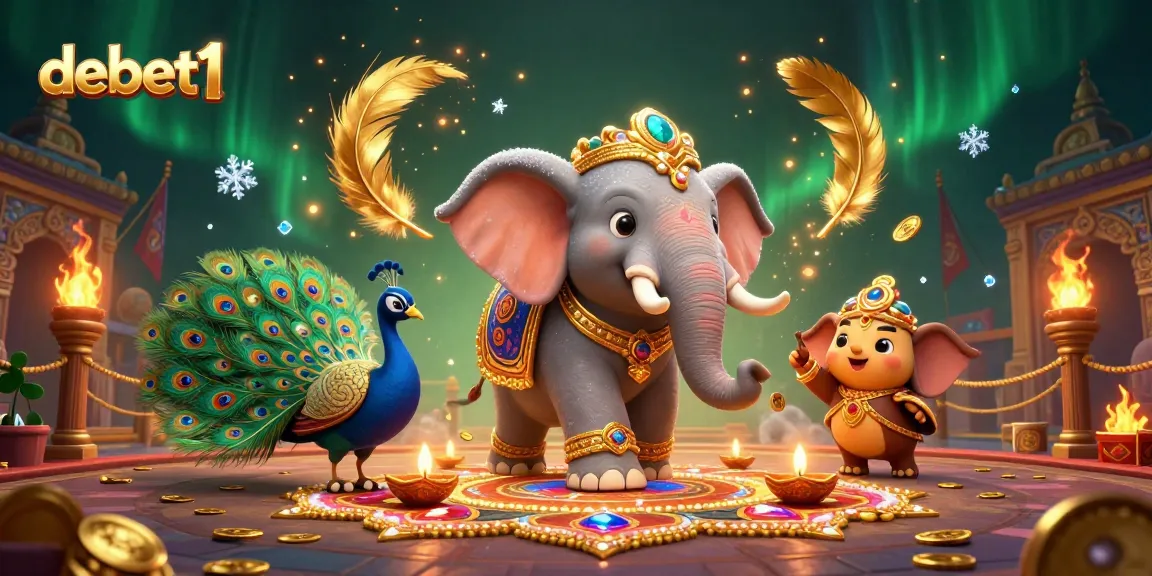 Experience vibrant gaming with debet1 in a dynamic 3D illustration featuring casino elements.