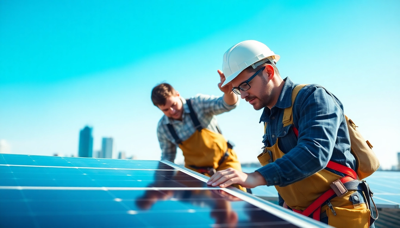 Performing solar maintenance New Jersey on rooftop panels by an expert technician.